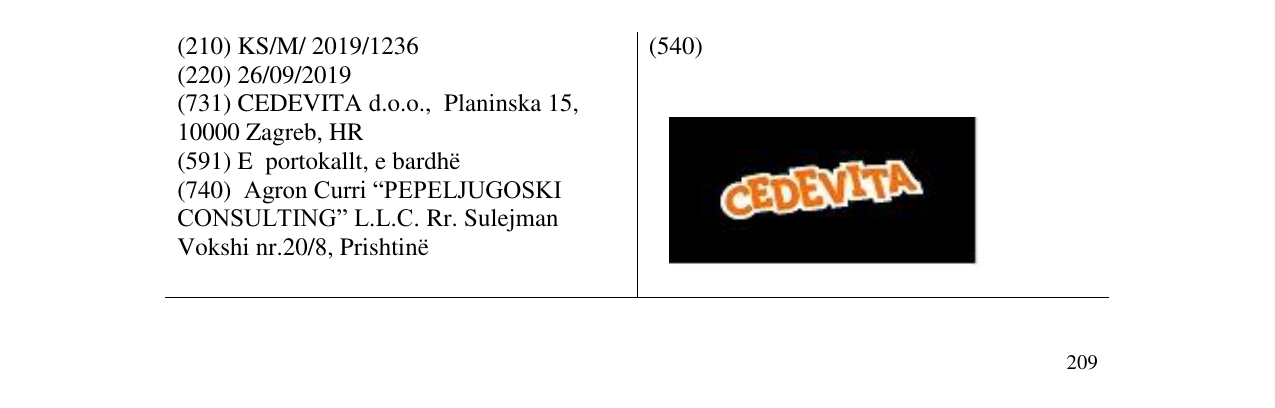 Zëri i markës CEDEVITA në buletin