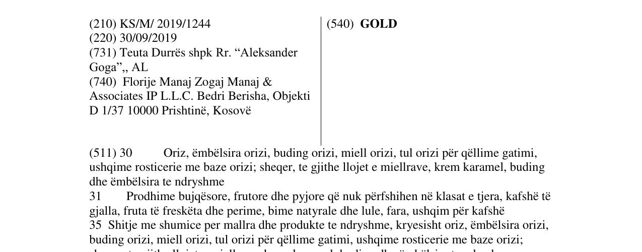 Zëri i markës GOLD në buletin