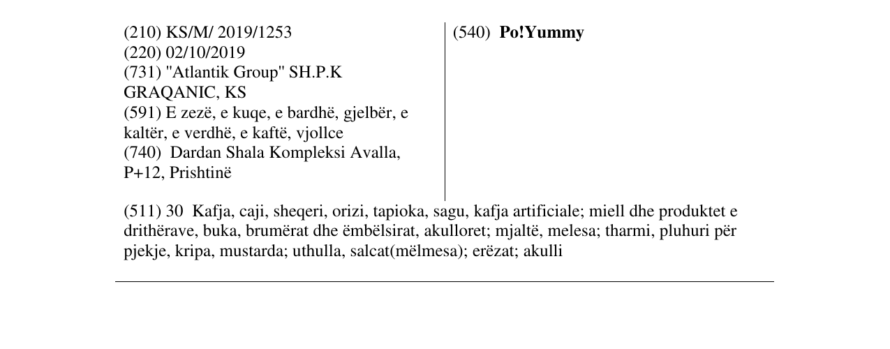 Zëri i markës Po!Yummy në buletin
