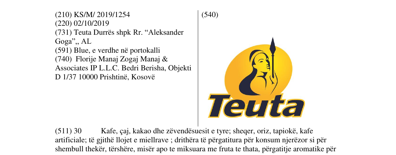 Zëri i markës Teuta në buletin