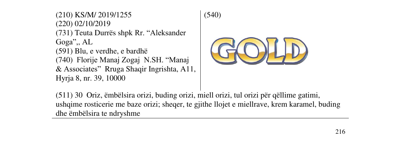 Zëri i markës GOLD në buletin