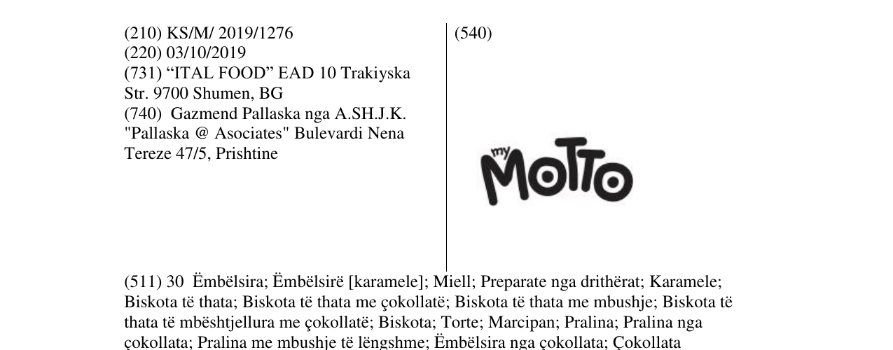 Zëri i markës MOTTO në buletin