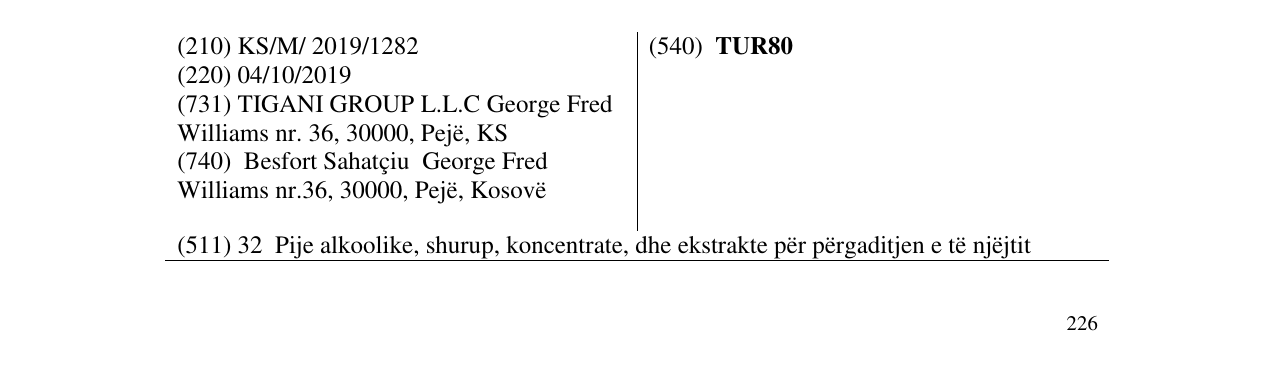 Zëri i markës TUR80 në buletin