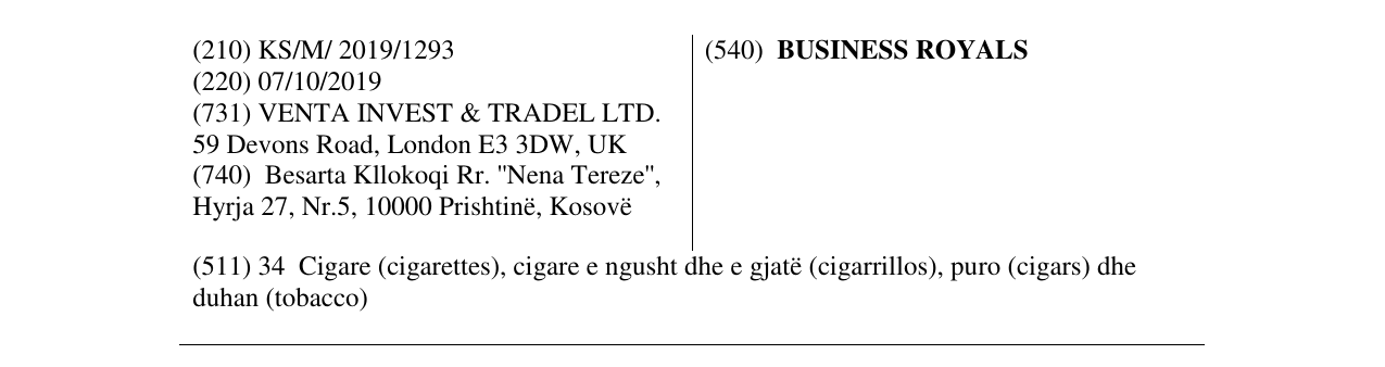 Zëri i markës BUSINESS ROYALS në buletin