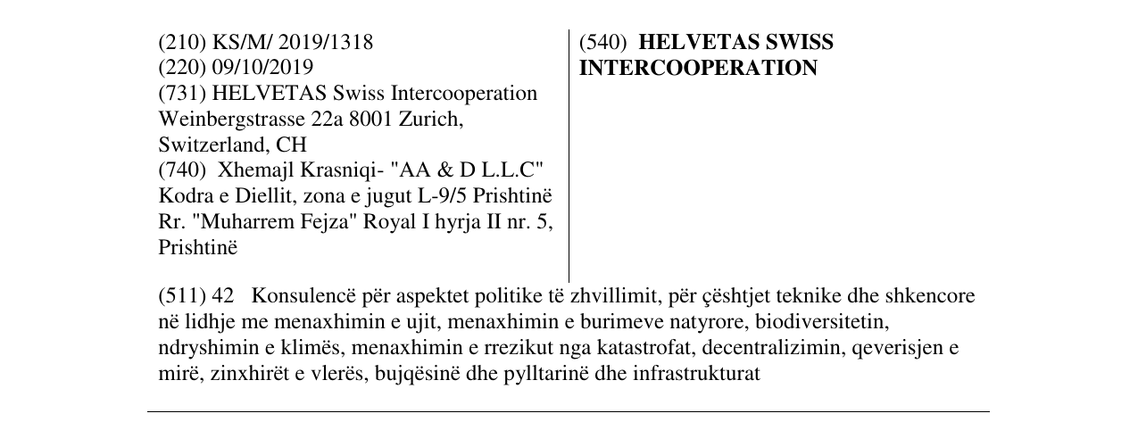 Zëri i markës HELVETAS SWISS INTERCOOPERATION në buletin