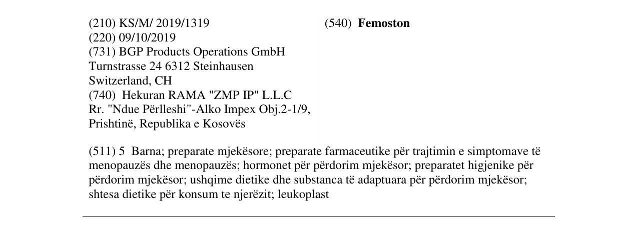 Zëri i markës Femoston në buletin