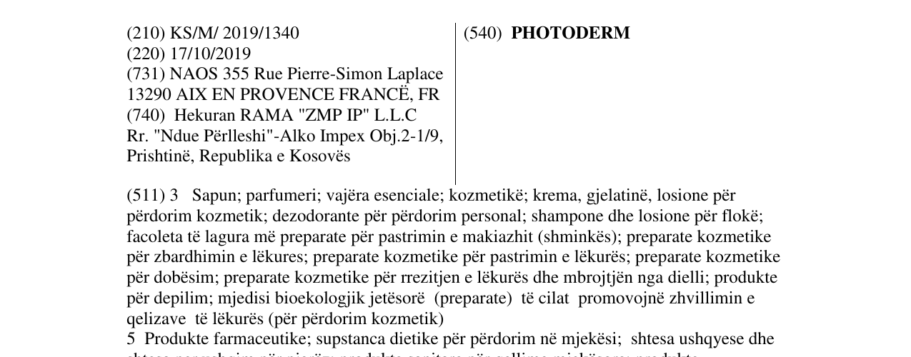 Zëri i markës PHOTODERM në buletin