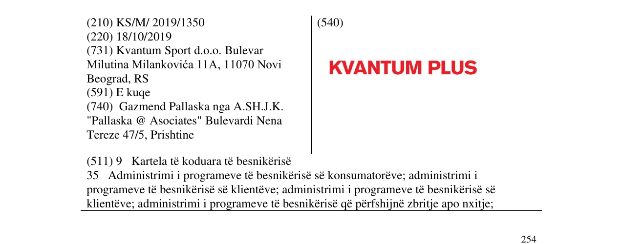 Zëri i markës KVANTUM PLUS në buletin