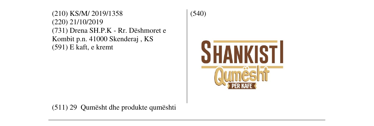 Zëri i markës Shankisti qumësht në buletin
