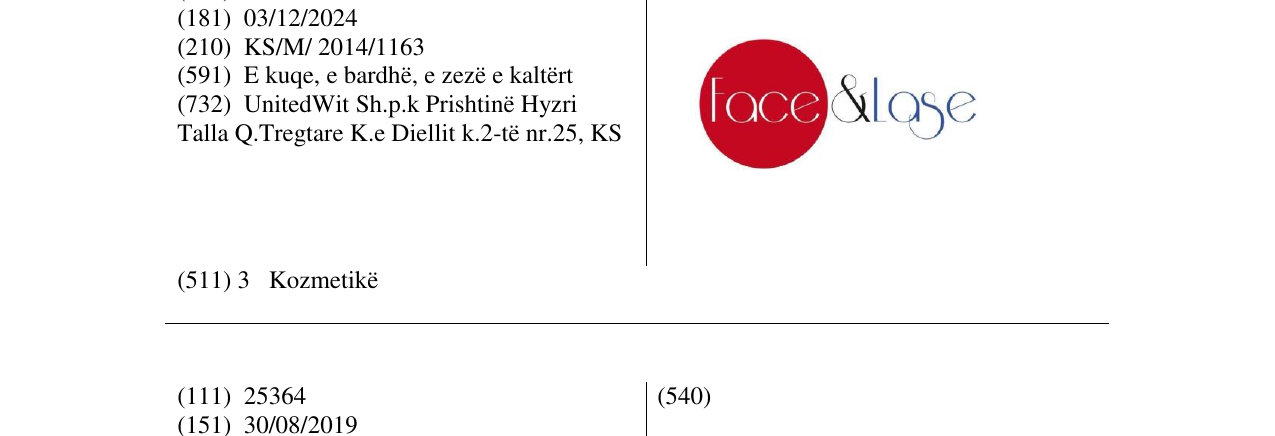 Zëri i markës Face & Lase në buletin