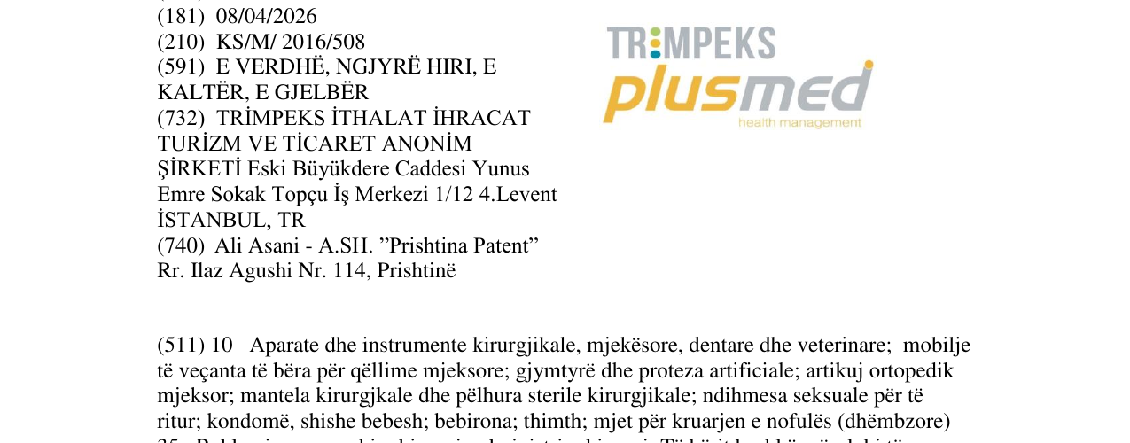 Zëri i markës TRIMPEKS plusmed health menagment në buletin