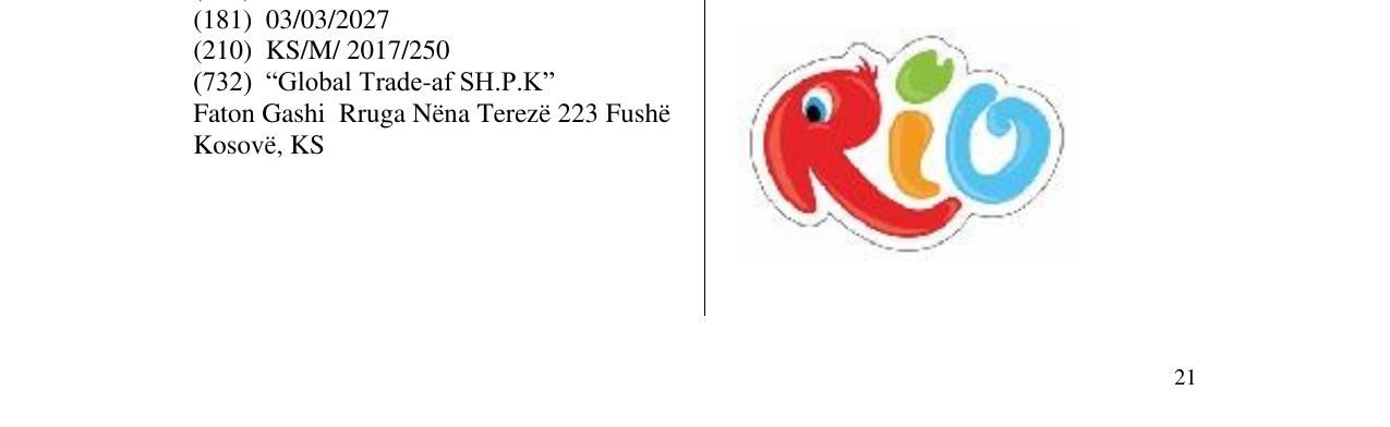 Zëri i markës Rio në buletin