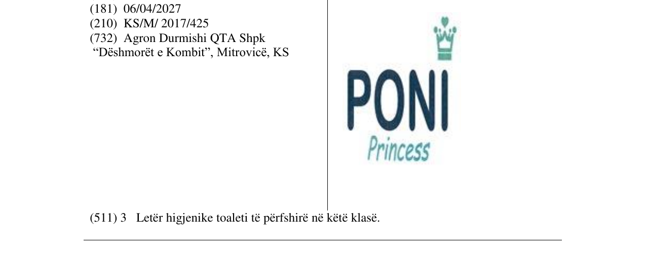Zëri i markës PONI Princess në buletin