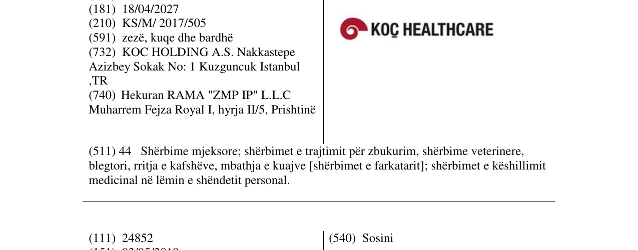 Zëri i markës KOC HEALTHCARE në buletin