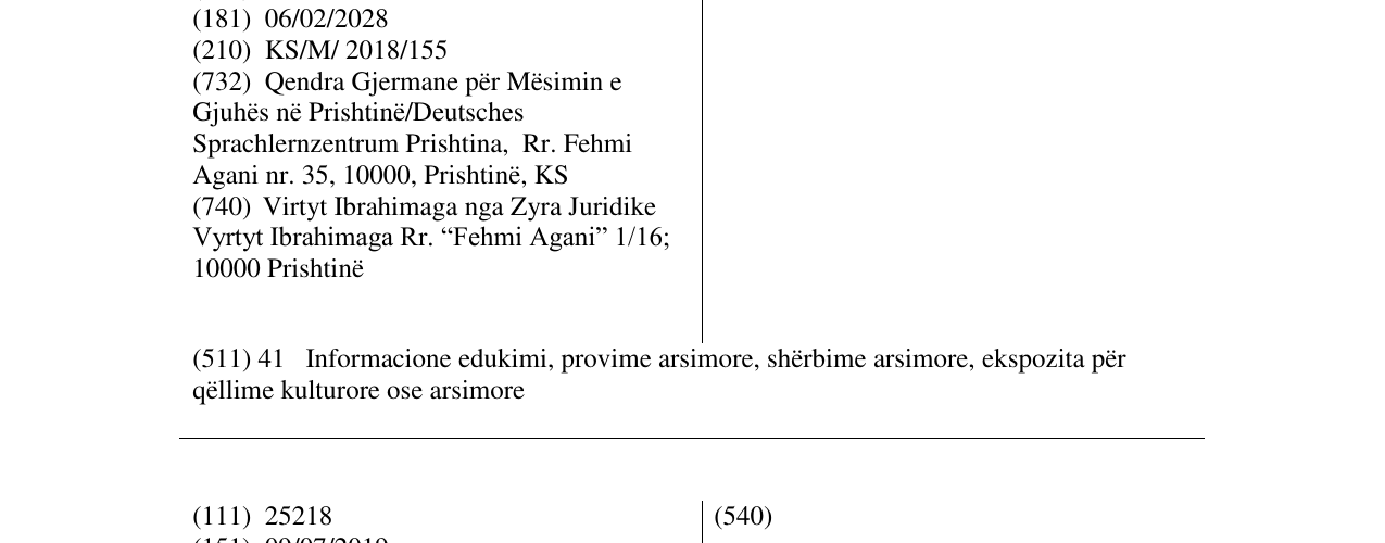 Zëri i markës GOETHE – ZENTRUM në buletin