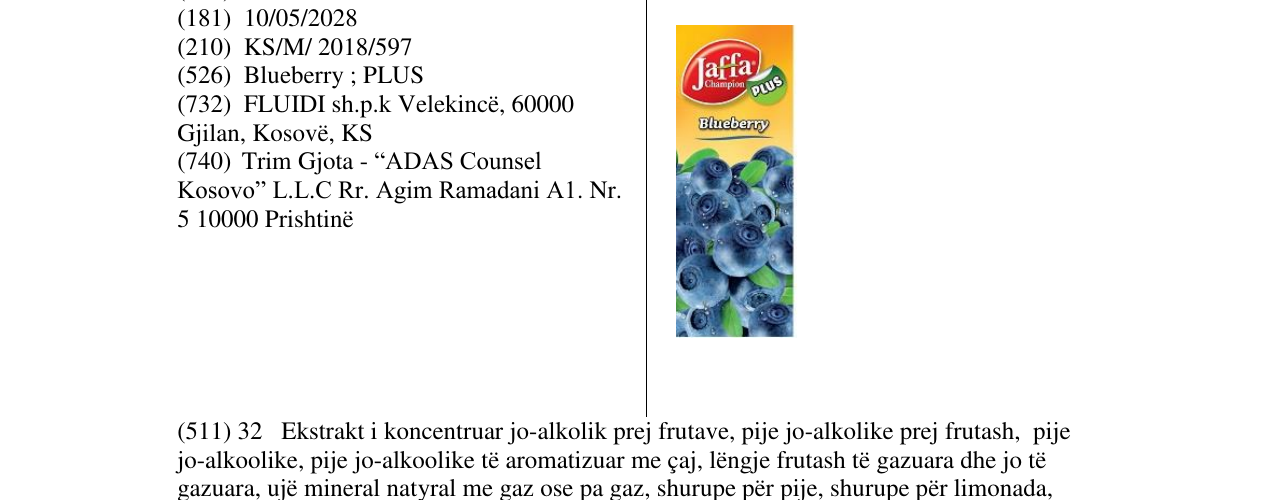 Zëri i markës JC Blueberry në buletin