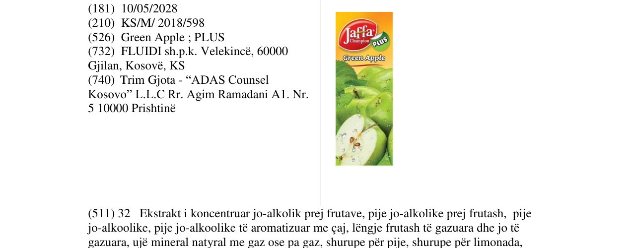 Zëri i markës JC Green Apple në buletin