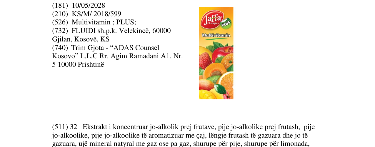 Zëri i markës JC Multivitamin në buletin