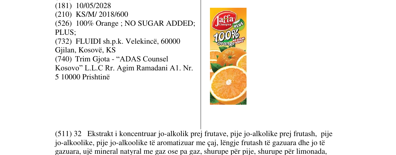 Zëri i markës JC Orange 100% në buletin