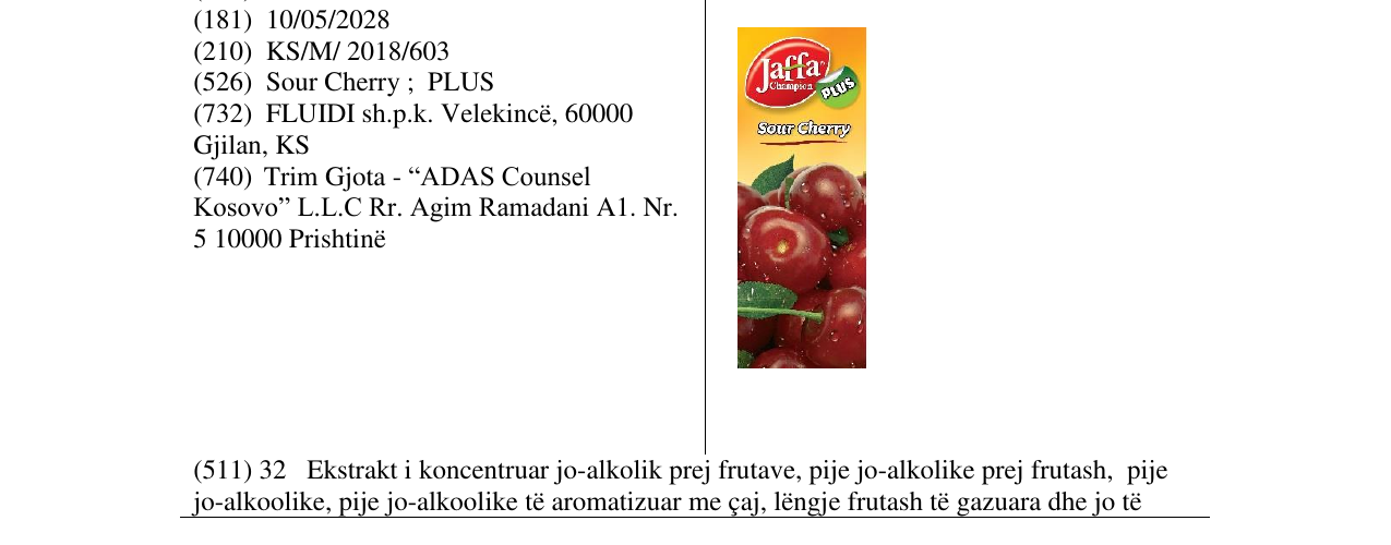 Zëri i markës JC Sour Cherry në buletin