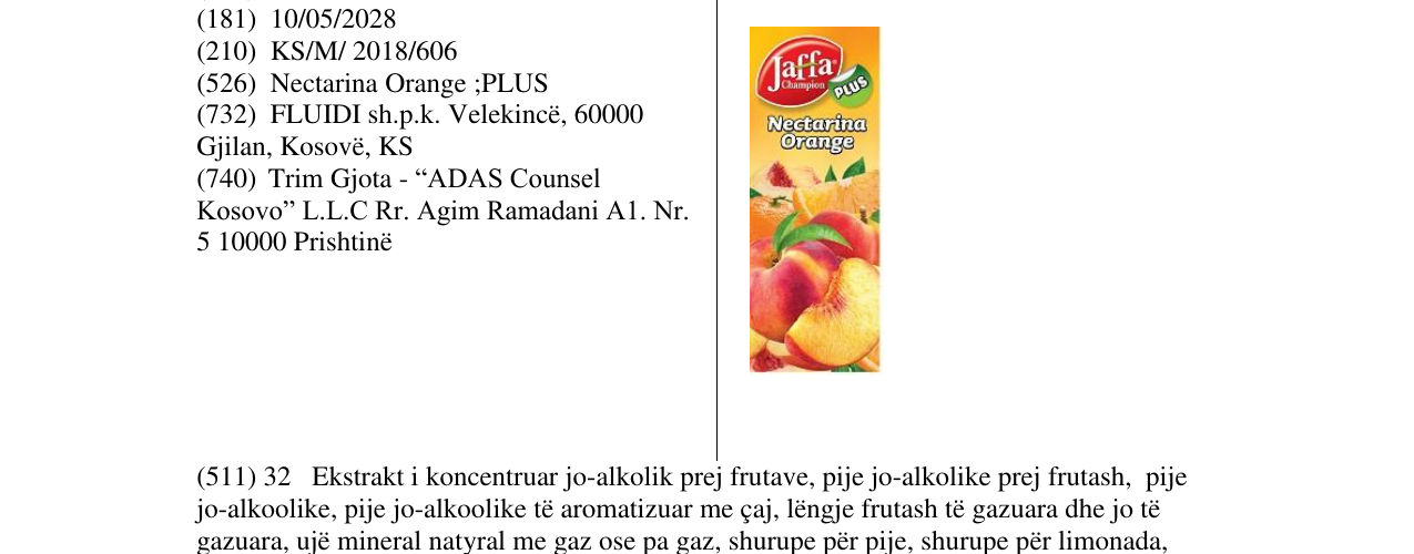 Zëri i markës LC Nectarina Orange në buletin