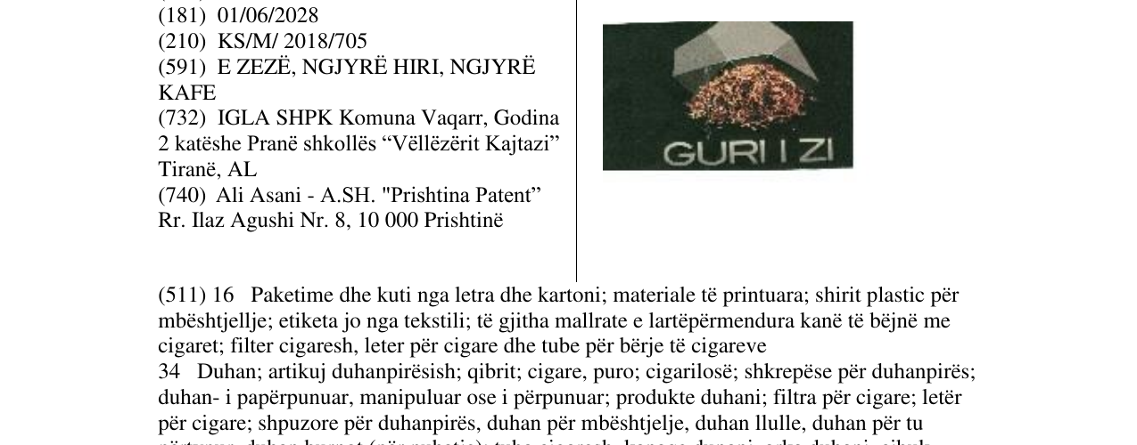 Zëri i markës Markë figurative në buletin
