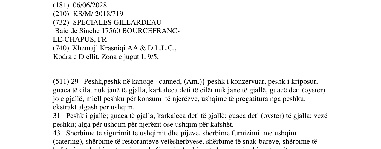 Zëri i markës GILLARDEAU në buletin