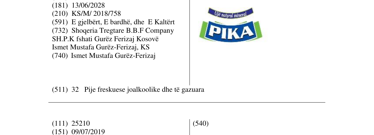 Zëri i markës PIKA në buletin