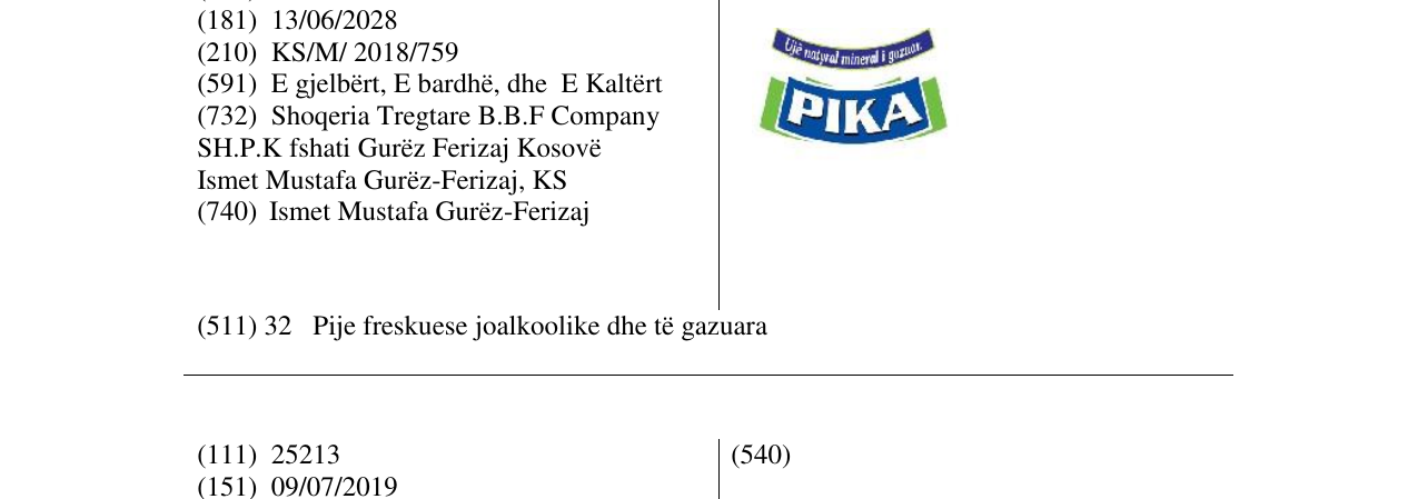 Zëri i markës PIKA në buletin