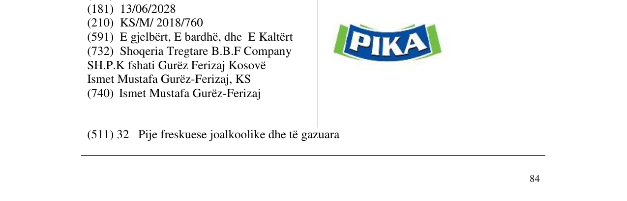 Zëri i markës PIKA në buletin