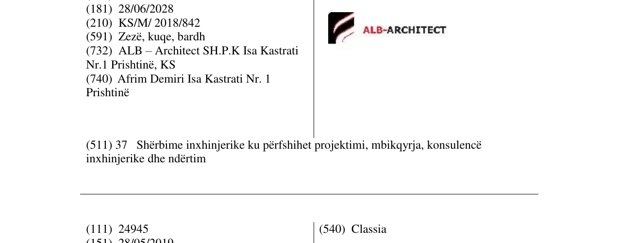 Zëri i markës ALB-ARCHITECT në buletin