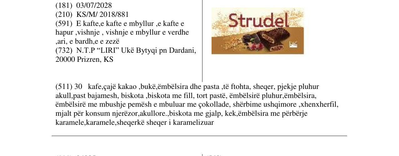 Zëri i markës Strudel në buletin