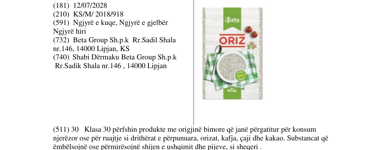 Zëri i markës Markë figurative në buletin