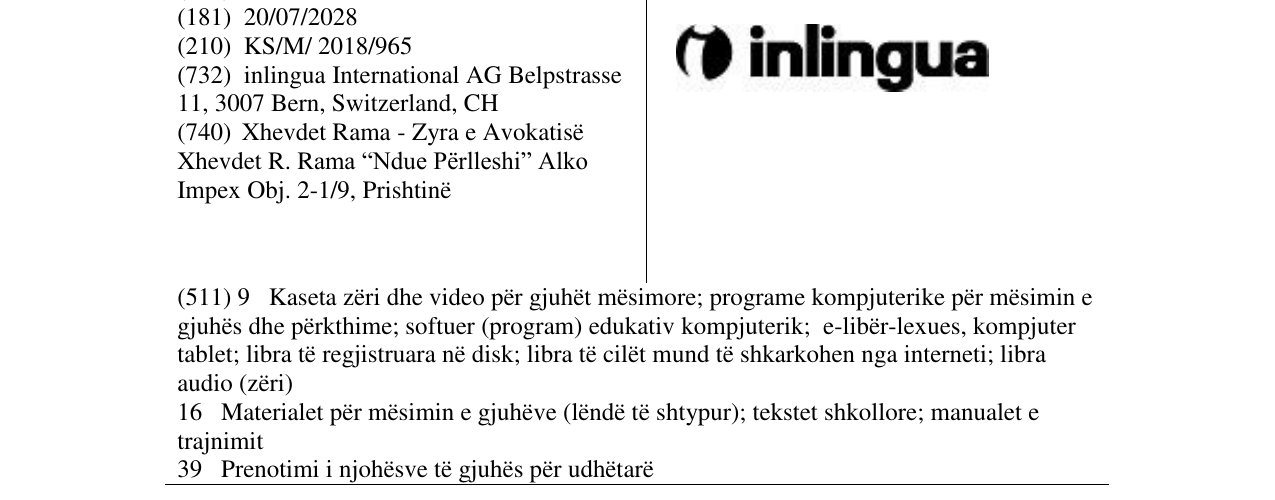 Zëri i markës inlingua në buletin