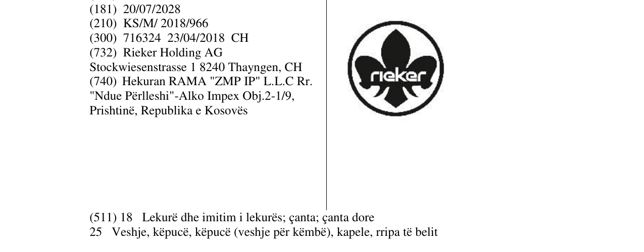 Zëri i markës rieker në buletin