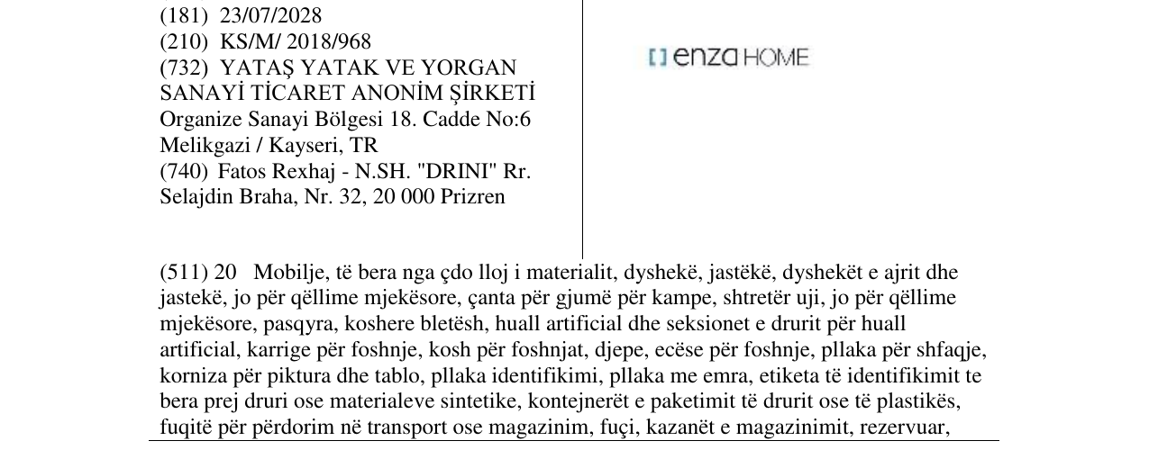Zëri i markës enza HOME në buletin
