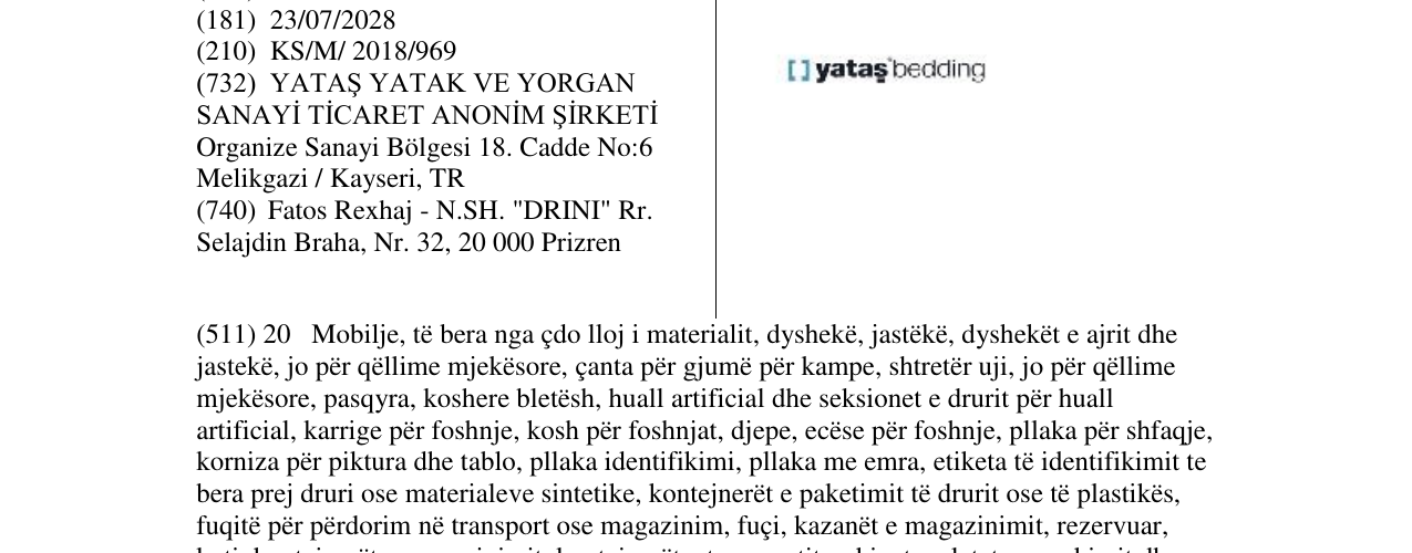 Zëri i markës yatas bedding në buletin