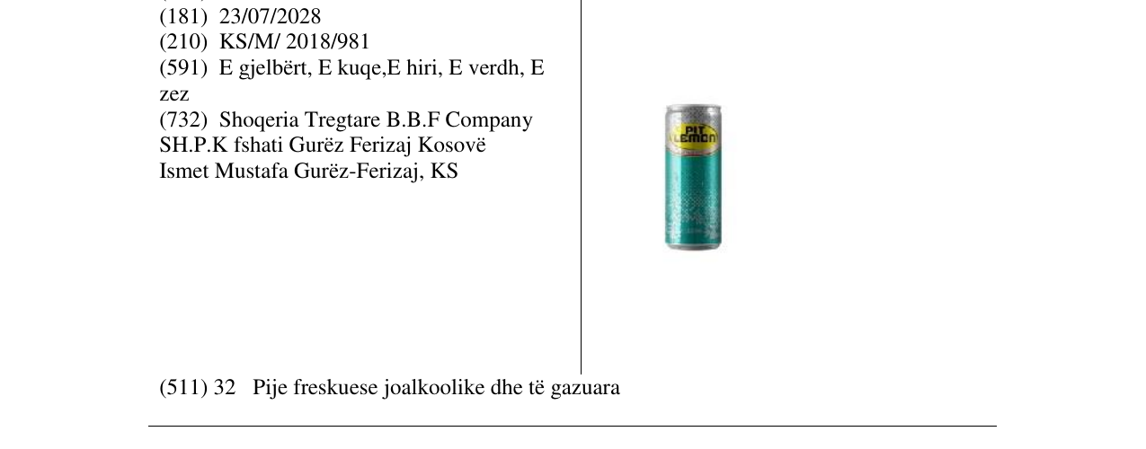 Zëri i markës pit lemon në buletin