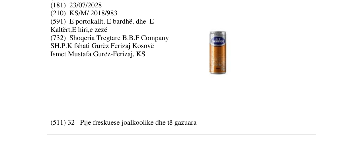 Zëri i markës pit orange në buletin