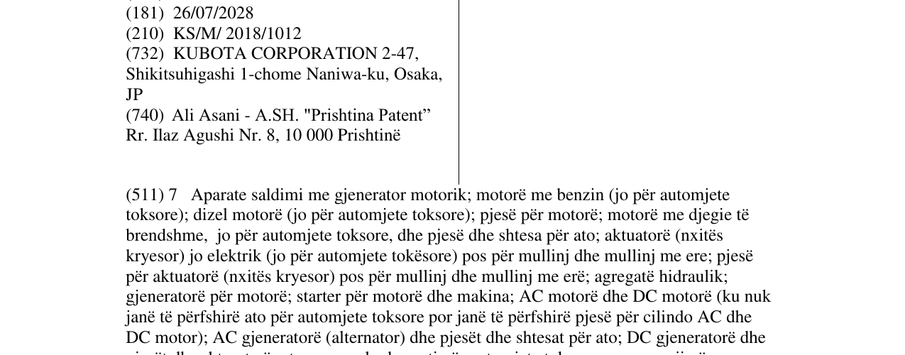 Zëri i markës KUBOTA në buletin