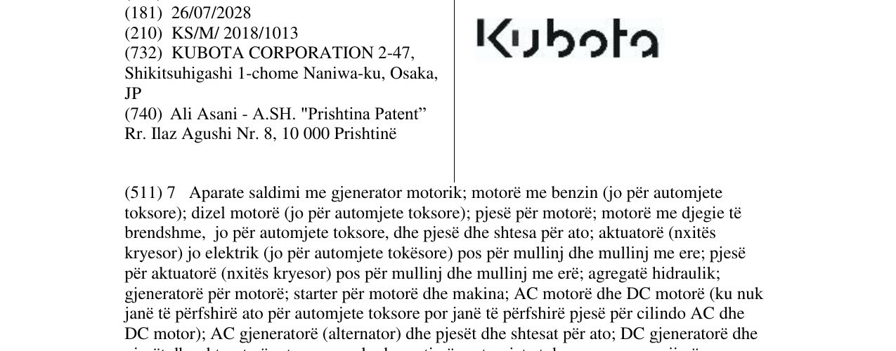 Zëri i markës Kubota në buletin