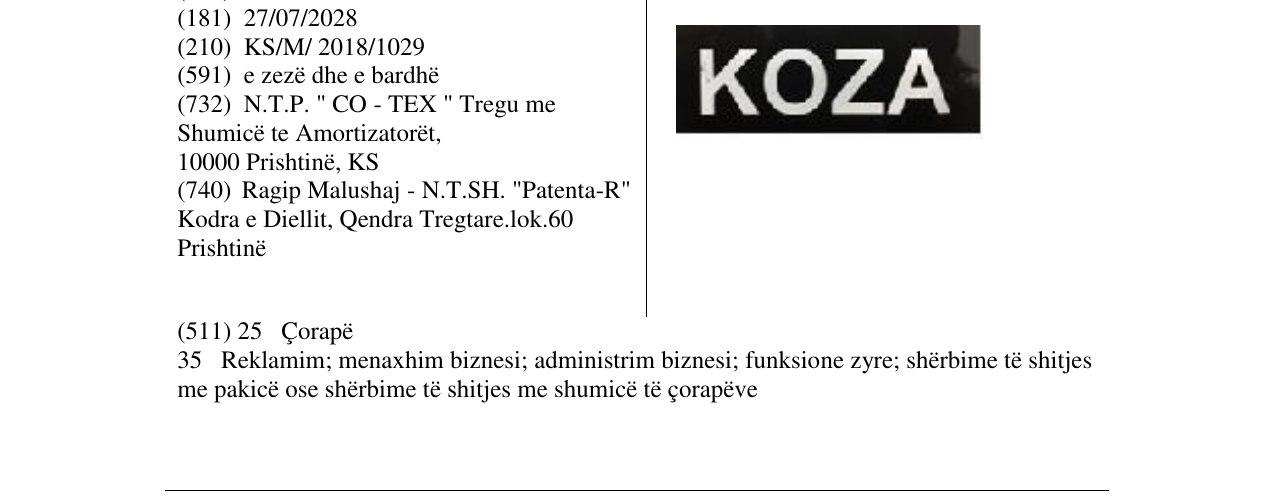 Zëri i markës Markë figurative në buletin