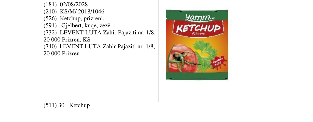 Zëri i markës KETCHUP në buletin