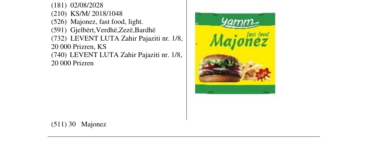 Zëri i markës Majonez në buletin
