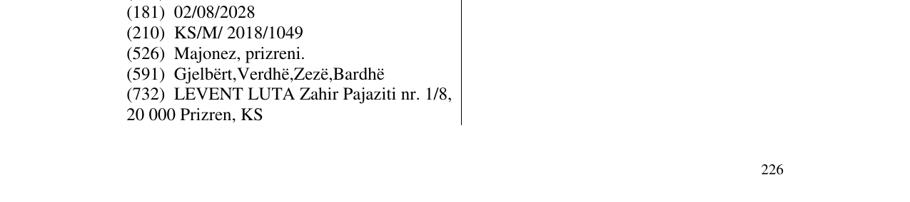 Zëri i markës Majonez në buletin