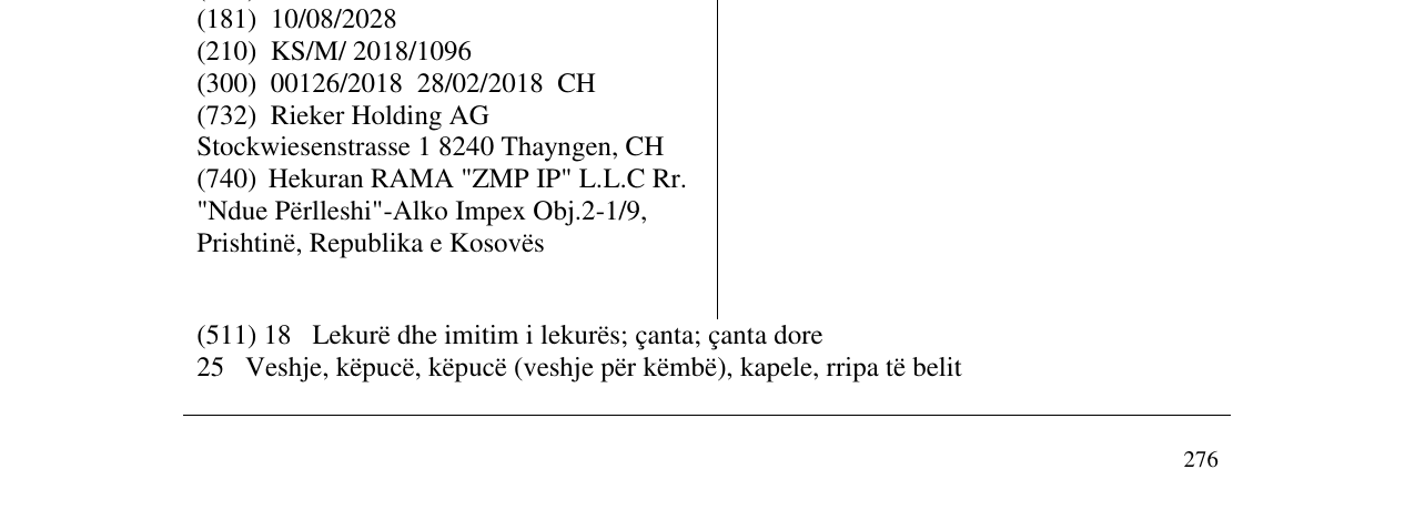 Zëri i markës RIEKER në buletin
