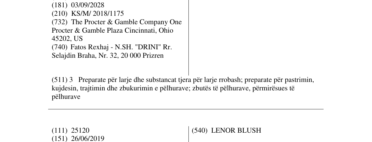 Zëri i markës LENOR CHARM në buletin