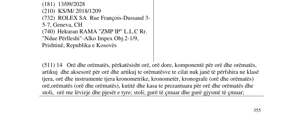 Zëri i markës OYSTERSTEEL në buletin
