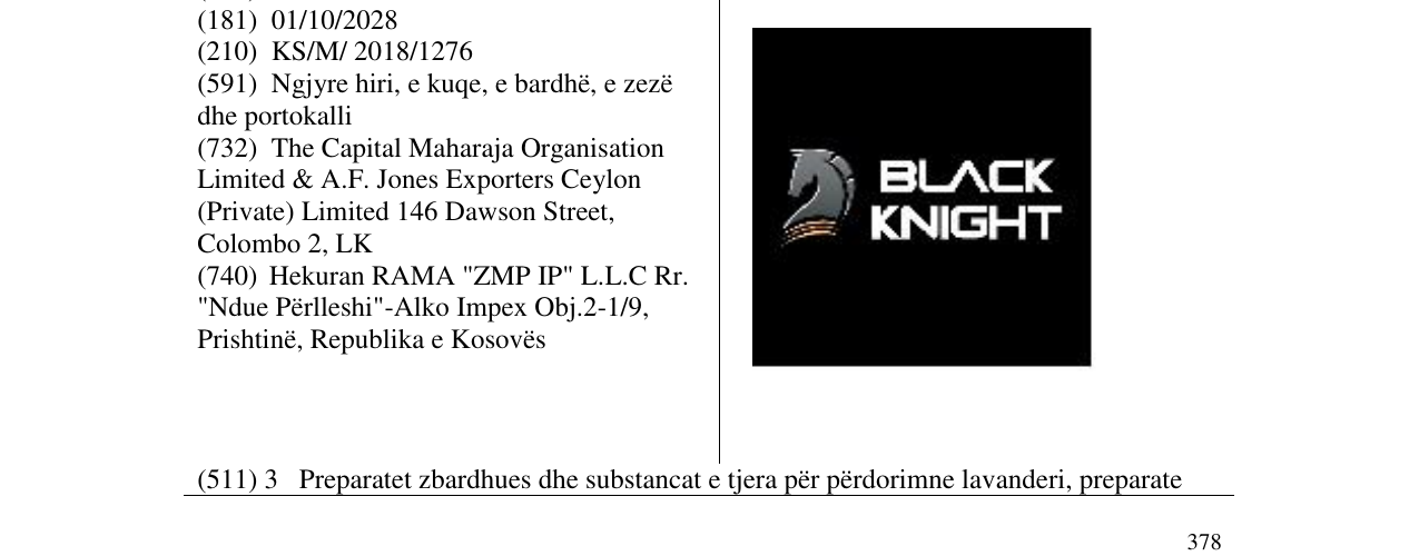 Zëri i markës BLACK KNIGHT në buletin
