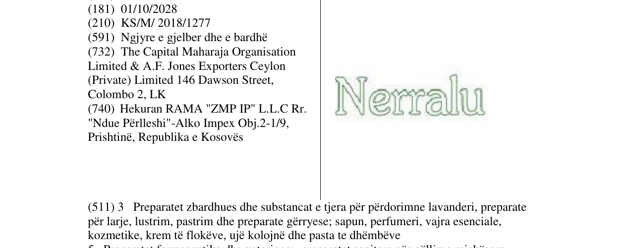 Zëri i markës Nerralu në buletin